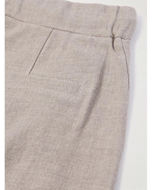 De Bonne Facture Gray Straight-leg Linen And Wool-blend Drawstring Trousers for men