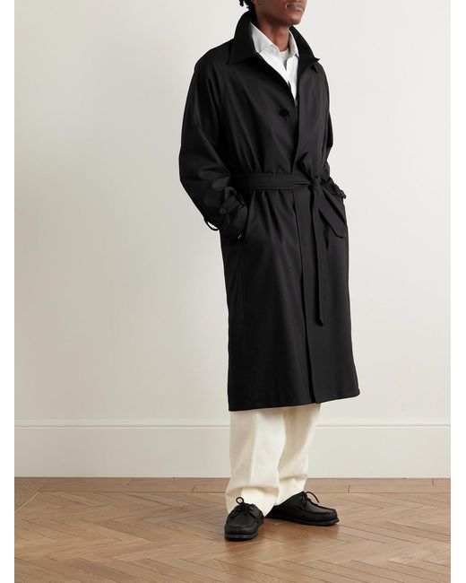 STÒFFA Black Belted Wool Trench Coat for men