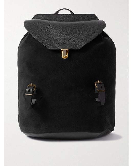 Bleu De Chauffe Black Zibeline Suede And Full-Grain Leather Backpack for men