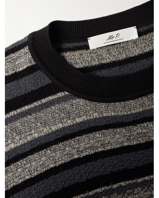 Mr P. Gestreiftes T-Shirt aus strukturierter Baumwolle in Black für Herren