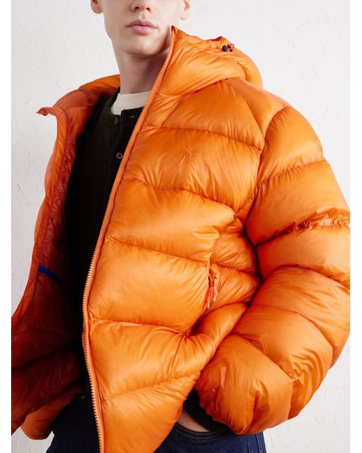 Polo Ralph Lauren Orange Hawthorne Logo-embroidered Quilted Recycled-shell Hooded Down Jacket for men