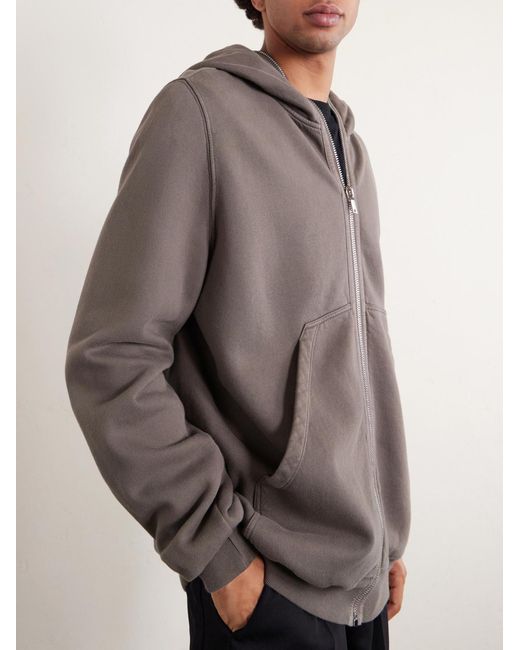 Rick Owens Gray Jumbo Cotton-Jersey Zip-Up Hoodie for men