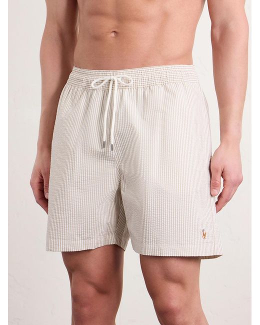 Polo Ralph Lauren Natural Mid-length Cotton-blend Seersucker Swim Shorts for men