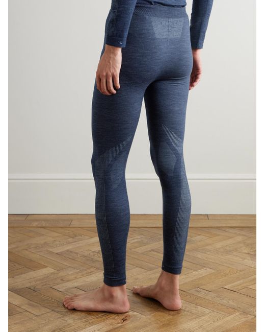 Falke Blue Printed Virgin Wool-Blend Ski Tights for men