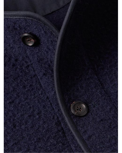 Drake's Blue Casentino Wool-bouclé Overshirt for men
