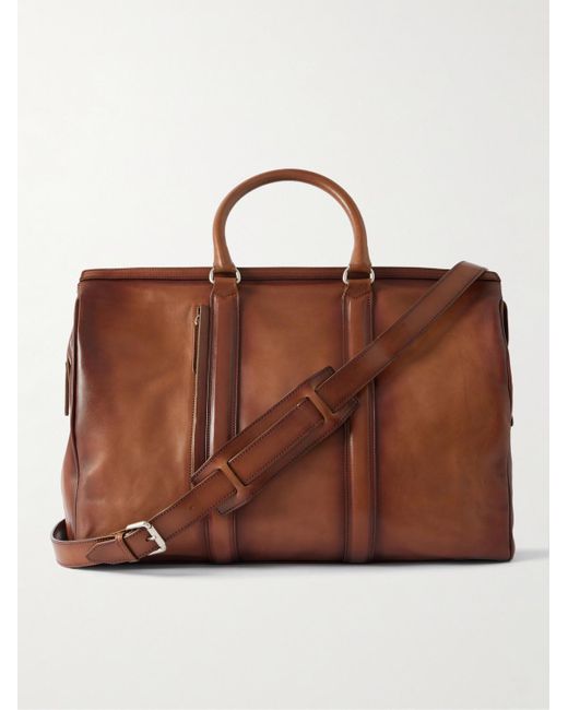 Officine Creative Brown Quentin 009 Leather Weekend Bag for men
