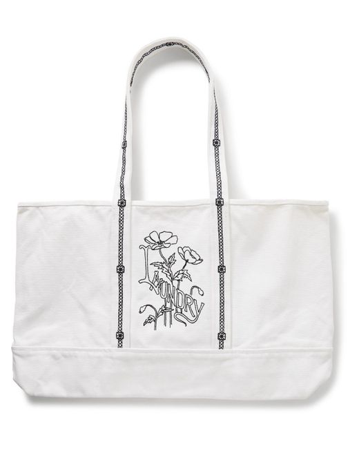 Bode White Laundry Logo-embroidered Cotton-canvas Tote Bag for men