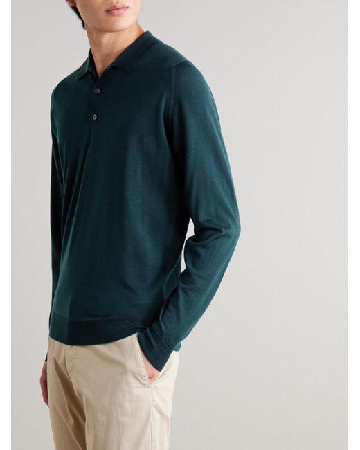 Polo Slim-Fit di John Smedley in Green da Uomo