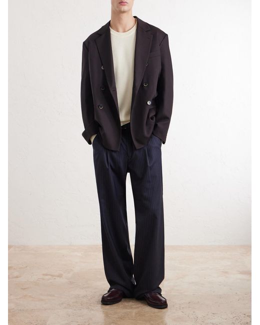 Barena Black Double-Breasted Virgin Wool-Gabardine Blazer for men