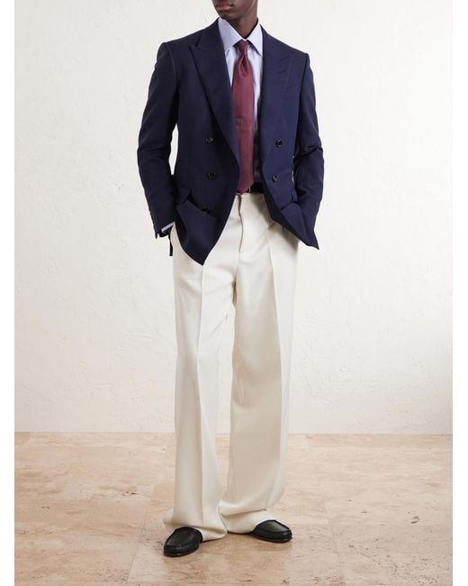 Tom Ford Blue Atticus Double-breasted Wool And Mohair-blend Blazer for men