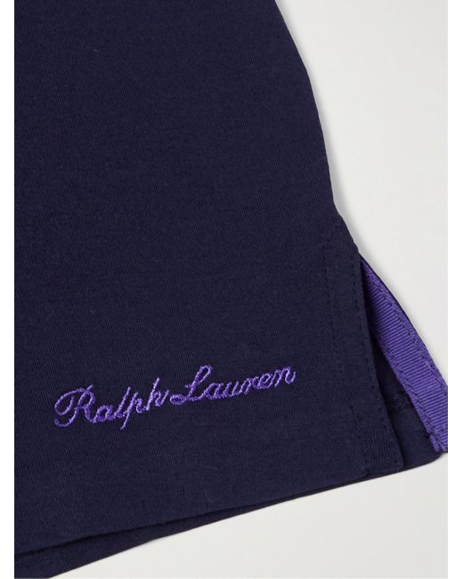 Ralph Lauren Blue Logo-Embroidered Cotton-Lisle T-Shirt for men