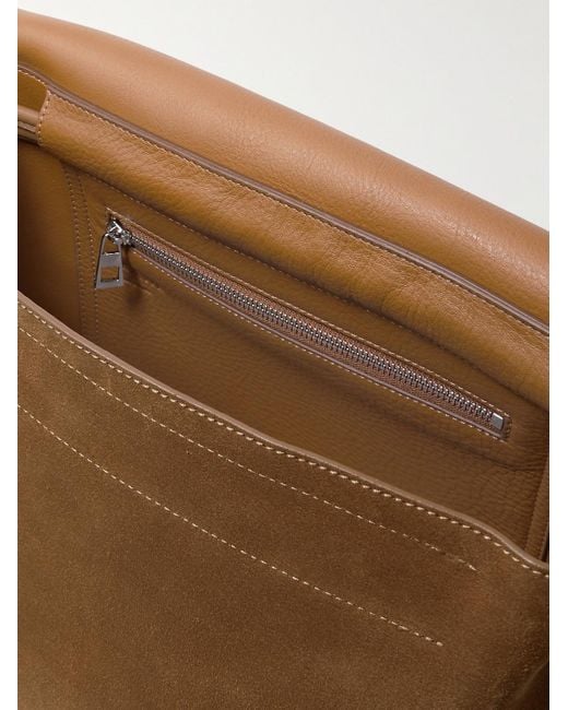 Loewe Brown Flamenco Leather-trimmed Suede Messenger Bag for men
