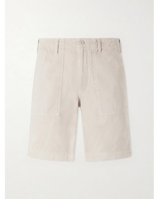 Hartford Natural Fatigue Straight-leg Herringbone Cotton Shorts for men