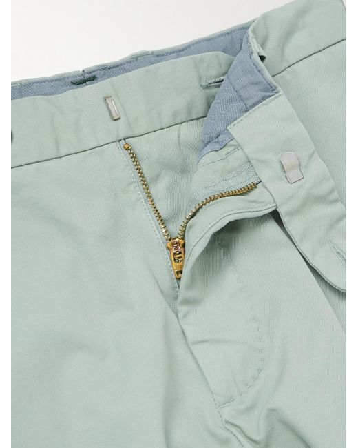 Sid Mashburn Green Slim-fit Straight-leg Garment-dyed Cotton-twill Trousers for men
