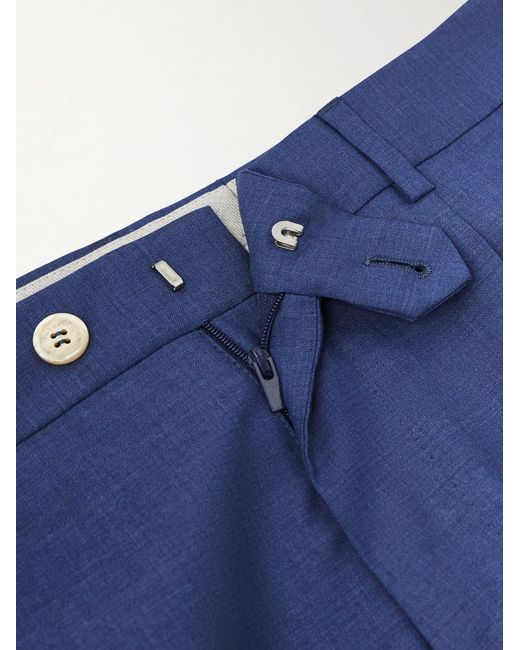 Brunello Cucinelli Blue Straight-leg Pleated Virgin Wool Suit Trousers for men