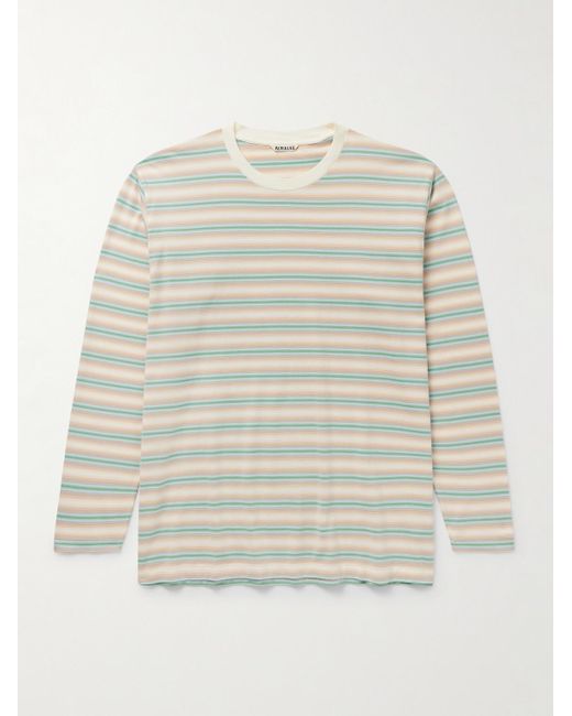 Auralee Natural Striped Cotton-jersey T-shirt for men