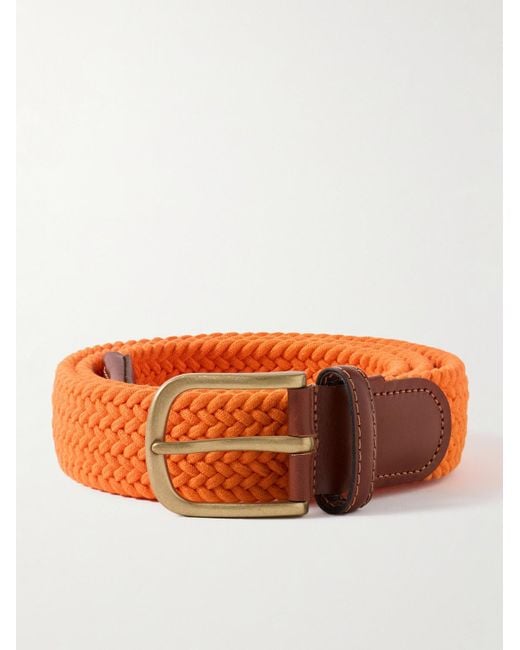 Cintura intrecciata elasticizzata con finiture in pelle di Anderson & Sheppard in Orange da Uomo