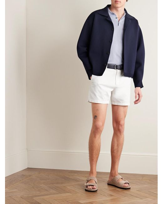 Club Monaco White Jax Straight-leg Cotton-blend Shorts for men