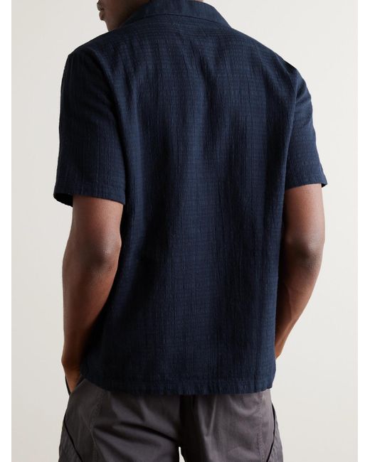 Camicia in garza di cotone con colletto convertibile di Folk in Blue da Uomo