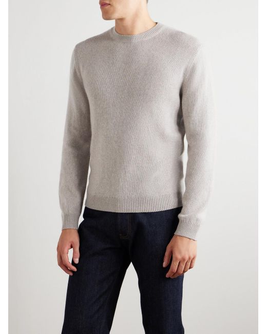 Loro Piana White Fobello Cashmere Sweater for men