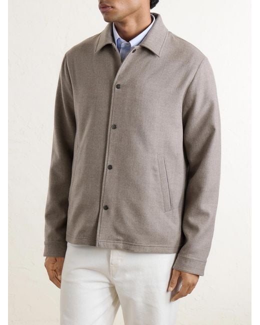 Kiton Gray Felted Wool-Blend Blouson Jacket for men