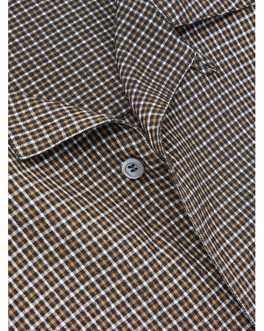 Loewe Gray Paula's Ibiza Convertible-Collar Checked Linen-Blend Shirt for men