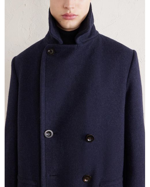 Private White V.c. Blue The Admiral's Great Shearling-Trimmed Merino Wool And Cashmere-Blend Coat for men
