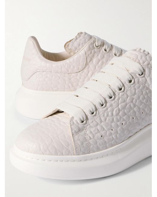 McQueen Natural Exaggerated-Sole Textured-Leather Sneakers for men