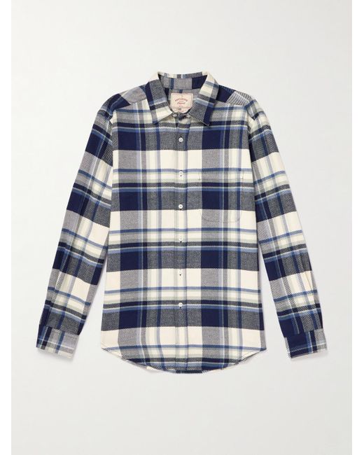 Portuguese Flannel Blue Beck Checked Organic Cotton Shirt for men