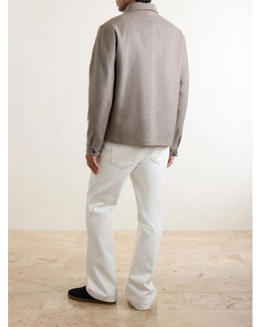 Kiton Gray Felted Wool-Blend Blouson Jacket for men