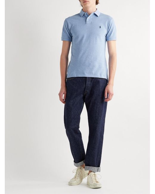 Polo Ralph Lauren Blue Slim-Fit Cotton-Piqué Polo Shirt for men