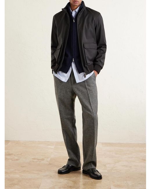 Herno Black Storm System Wool Bomber Jacket for men