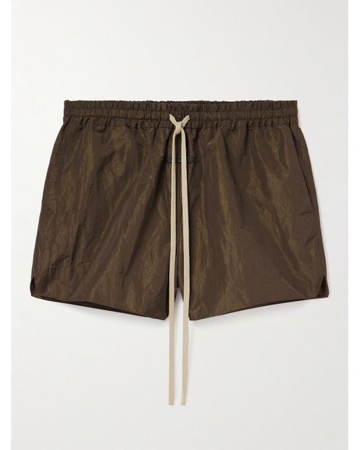 Fear Of God Brown Logo-appliquéd Crinkled-shell Drawstring Shorts for men