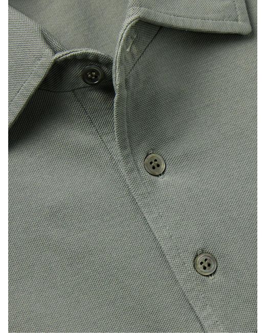 Rubinacci Schmal geschnittenes Polohemd aus Baumwoll-Piqué in Gray für Herren