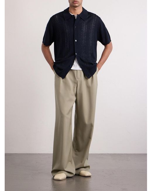 NN07 Blue Thor 6584 Open-Knit Wool-Blend Cardigan for men