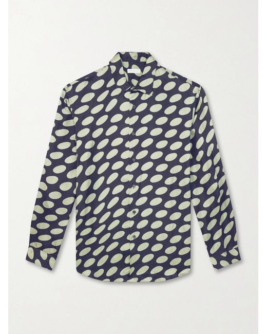 Dries Van Noten White Printed Twill Shirt for men