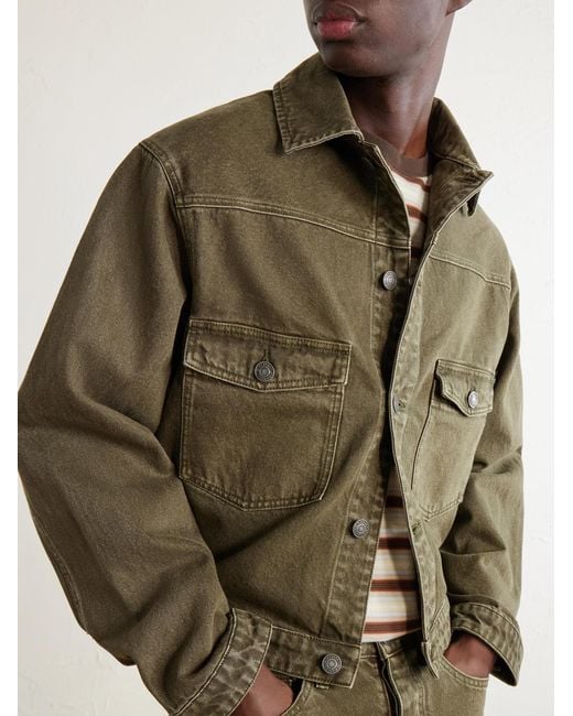 MANAAKI Green Pita Garment-Dyed Organic Denim Jacket for men