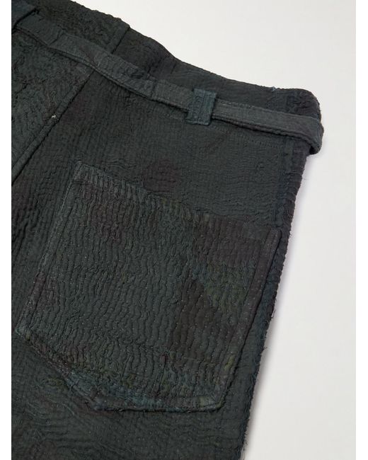 Kartik Research Gray Kantha Fauji Straight-Leg Cotton Trousers for men