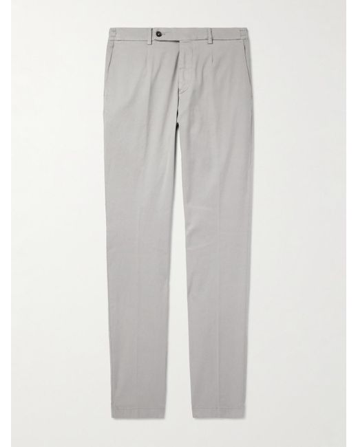 Thom Sweeney Gray Straight-leg Stretch-lyocell And Cotton-blend Twill Chinos for men