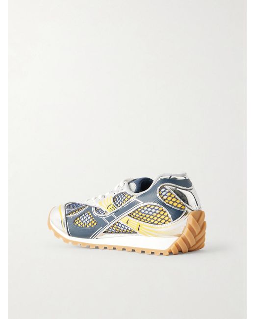 Bottega Veneta Orbit Metallic Rubber And Mesh Sneakers for men
