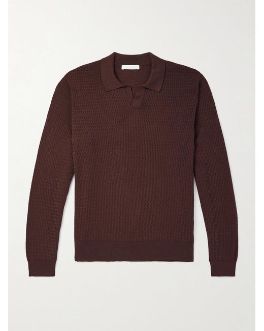 Mr P. Purple Textured Cotton And Silk-Blend Polo Shirt for men