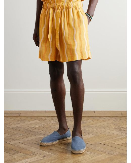 Frescobol Carioca Metallic Lucas Printed Linen Drawstring Shorts for men