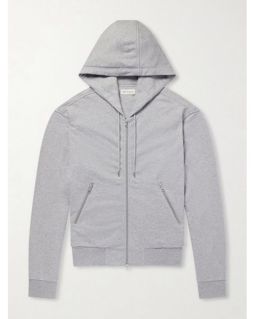 Dries Van Noten Gray Cotton-Jersey Zip-Up Hoodie for men