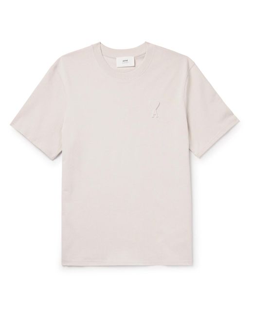 AMI White Logo-embossed Cotton-jersey T-shirt for men