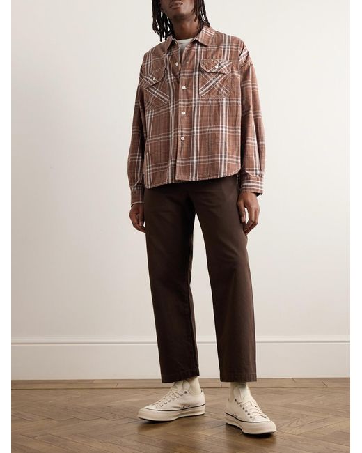 Remi Relief Brown Checked Cotton-Twill Shirt for men
