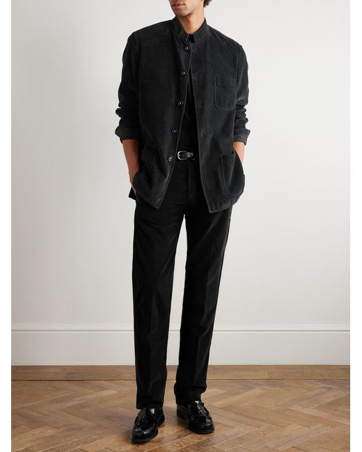 Massimo Alba Black Straight-Leg Cotton-Corduroy Trousers for men