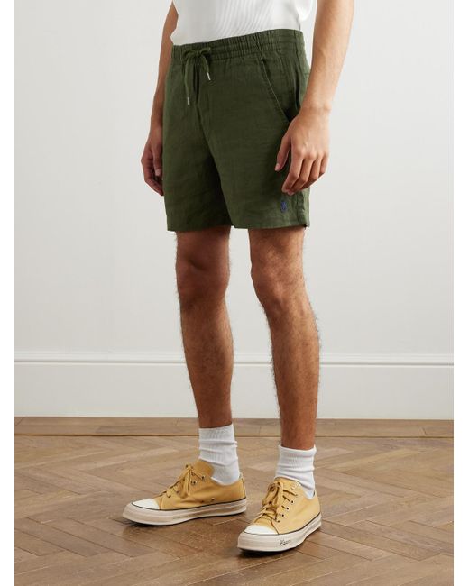 Polo Ralph Lauren Prepster schmal und gerade geschnittene Shorts aus Leinen mit Kordelzugbund in Green für Herren
