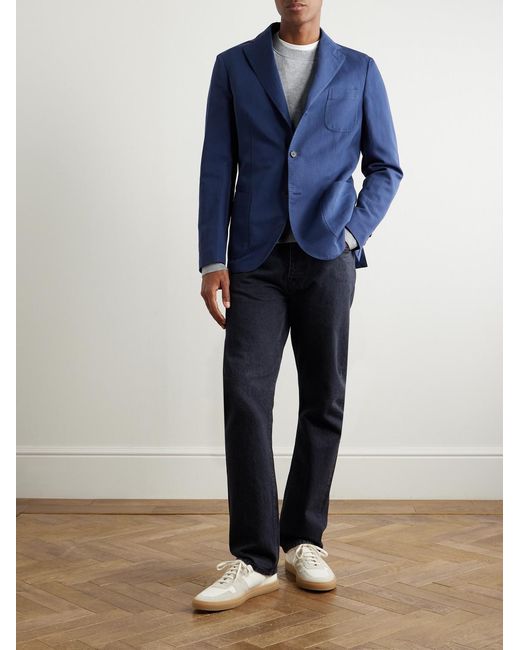 Slowear Blue Venezia 1951 Garment-Dyed Chinolino Suit Jacket for men