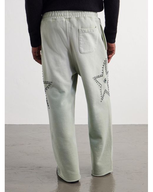 Satoshi Nakamoto White Wide-leg Studded Cotton-jersey Sweatpants for men