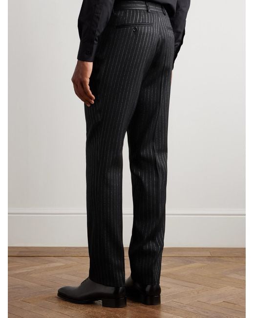 Tom Ford Blue Dyylan Straight-leg Striped Metallic Wool And Silk-blend Suit Trousers for men